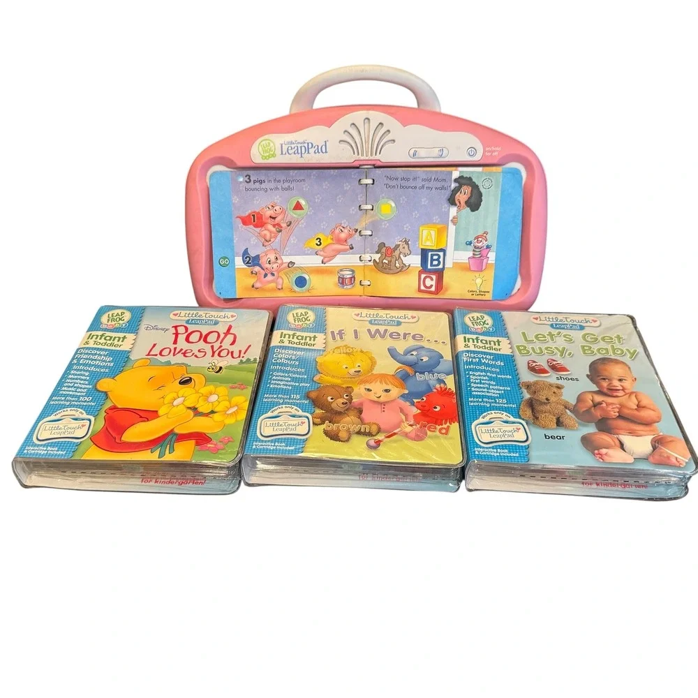 LeapFrog LittleTouch LeapPad Pink Learning System 3 Books Cartridges WORKS 2004